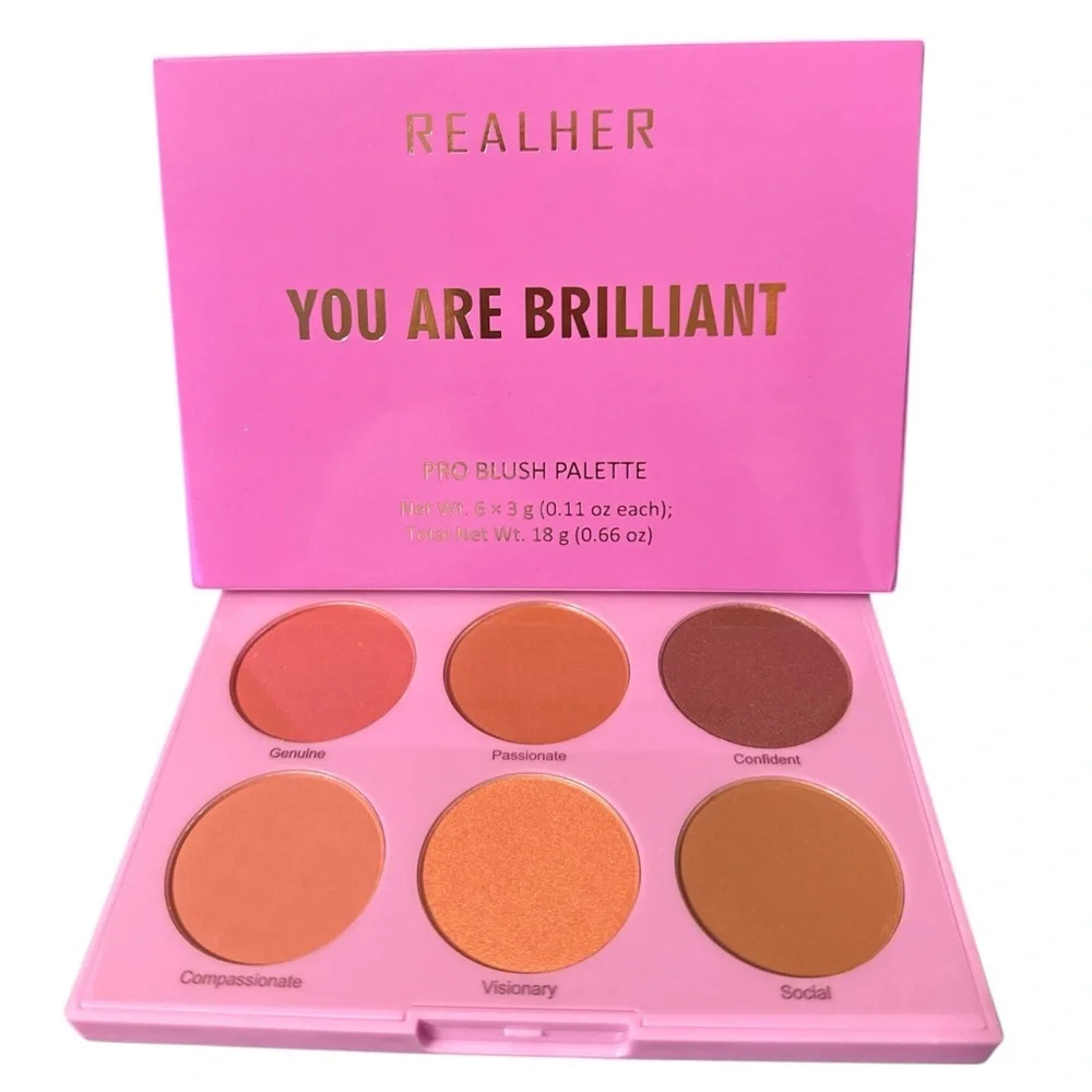 RealHer “You Are Brilliant” Pro Blush Palette 6 Shade Face Palette Cruelty Free